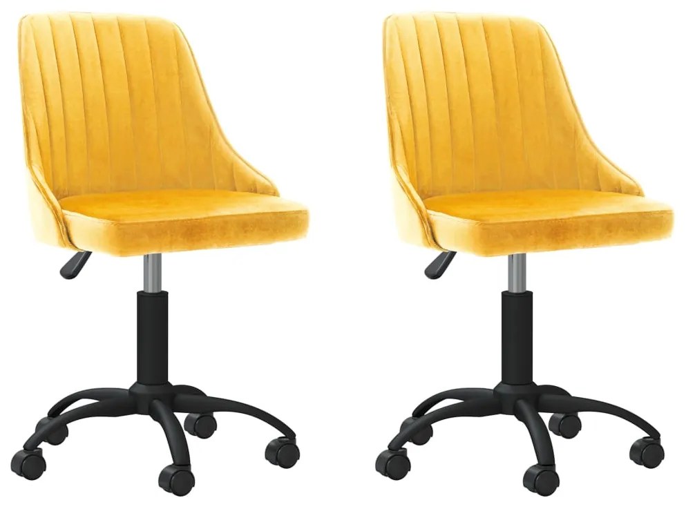 Cadeiras de jantar giratórias 2 pcs veludo amarelo