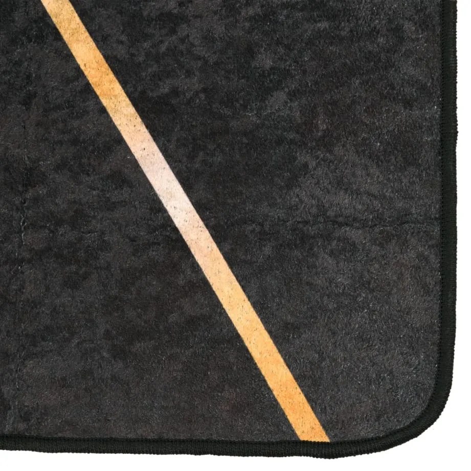 Tapete lavável antiderrapante 120x180 cm preto e dourado