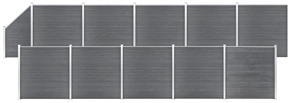 vidaXL Painel vedação WPC 10 quadrados/1 inclinado 1830x186cm cinzento