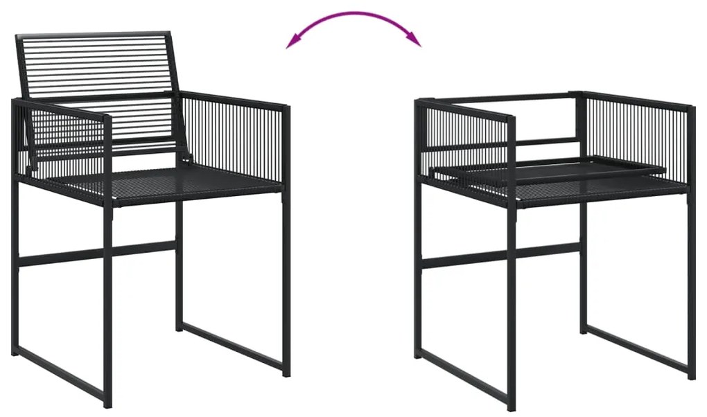 11 pcs conjunto de jantar para jardim vime PE preto