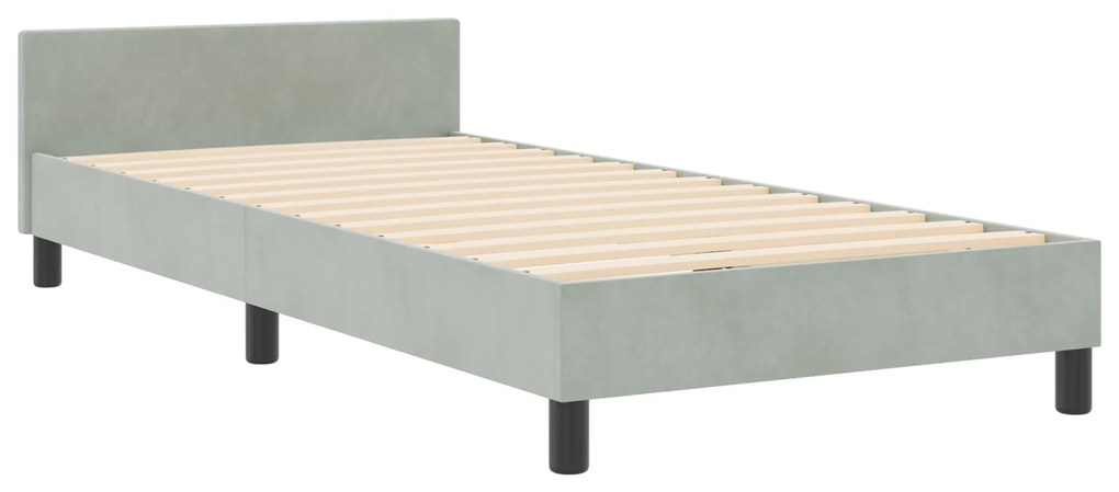 Estrutura da Cama vidaXL Cinzento claro 90x190 cm Veludo