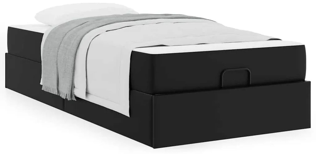 Estrutura de cama com colchão Preto 80 x 200 cm Couro sintético