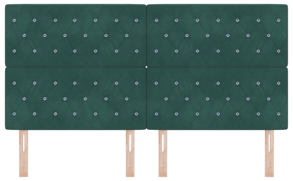 Cabeceira com Botão de Cristal Tufted Verde Escuro 180 cm Veludo