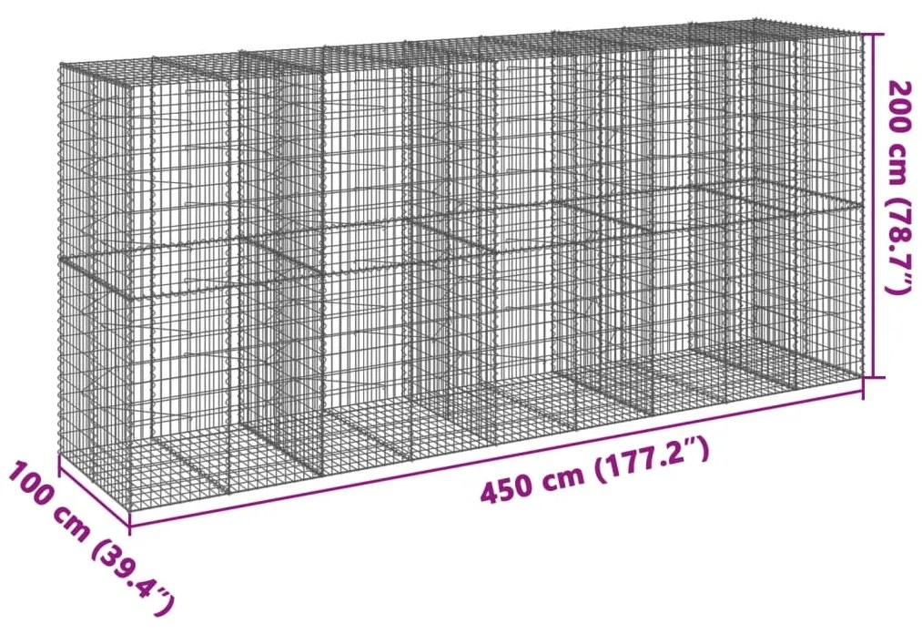 Cesto gabião com cobertura 450x100x200 cm ferro galvanizado