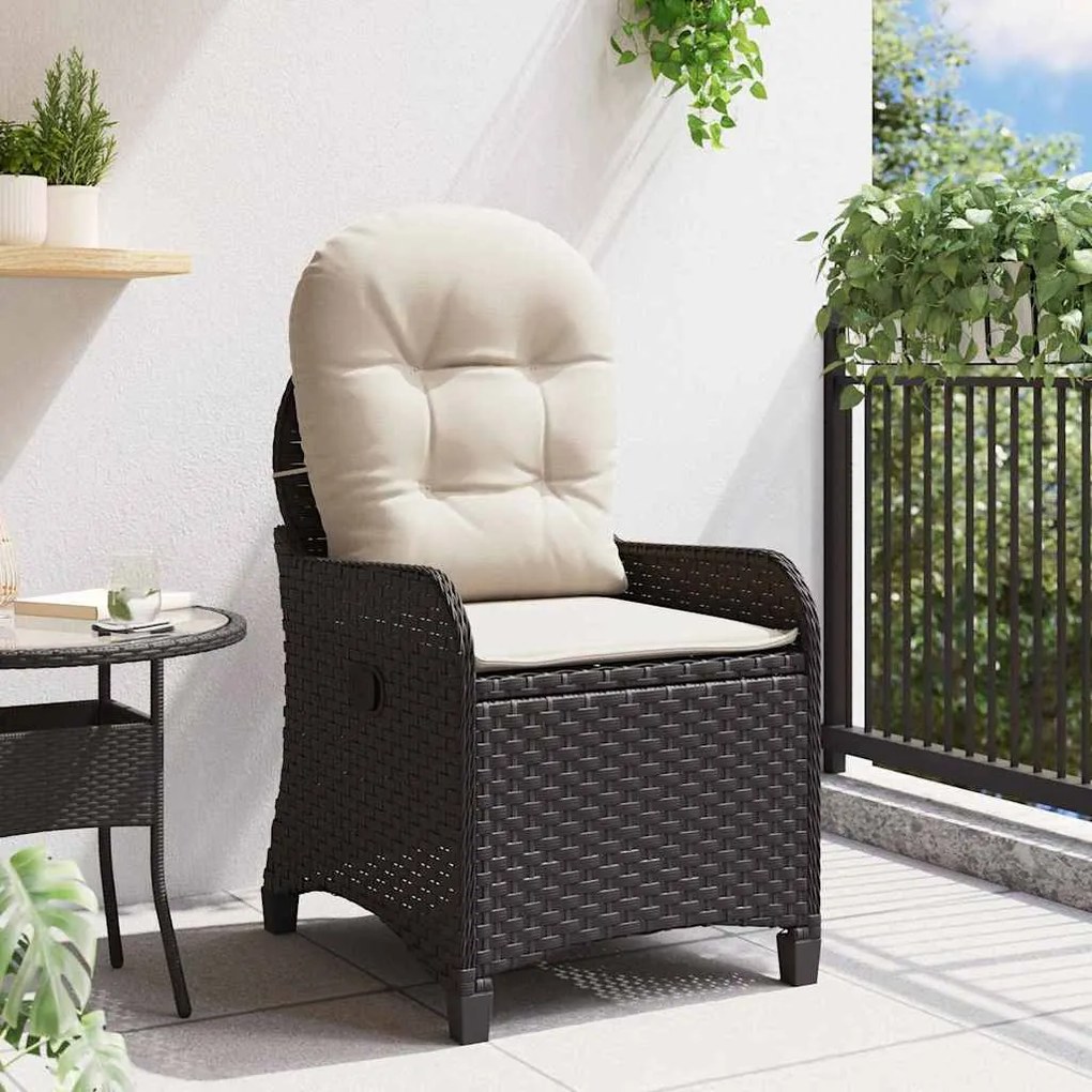 Cadeira Reclinável vidaXL com Almofada Rattan Preto