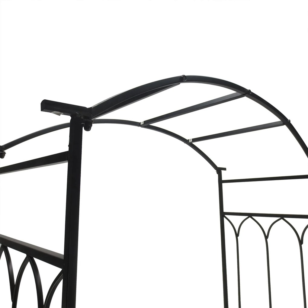 Arco de jardim com banco de metal suporte para plantas trepadeiras e r