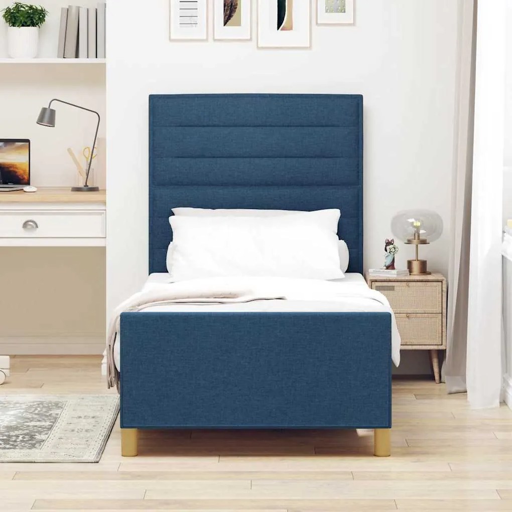 Cama vidaXL Azul 90x200 cm Tecido
