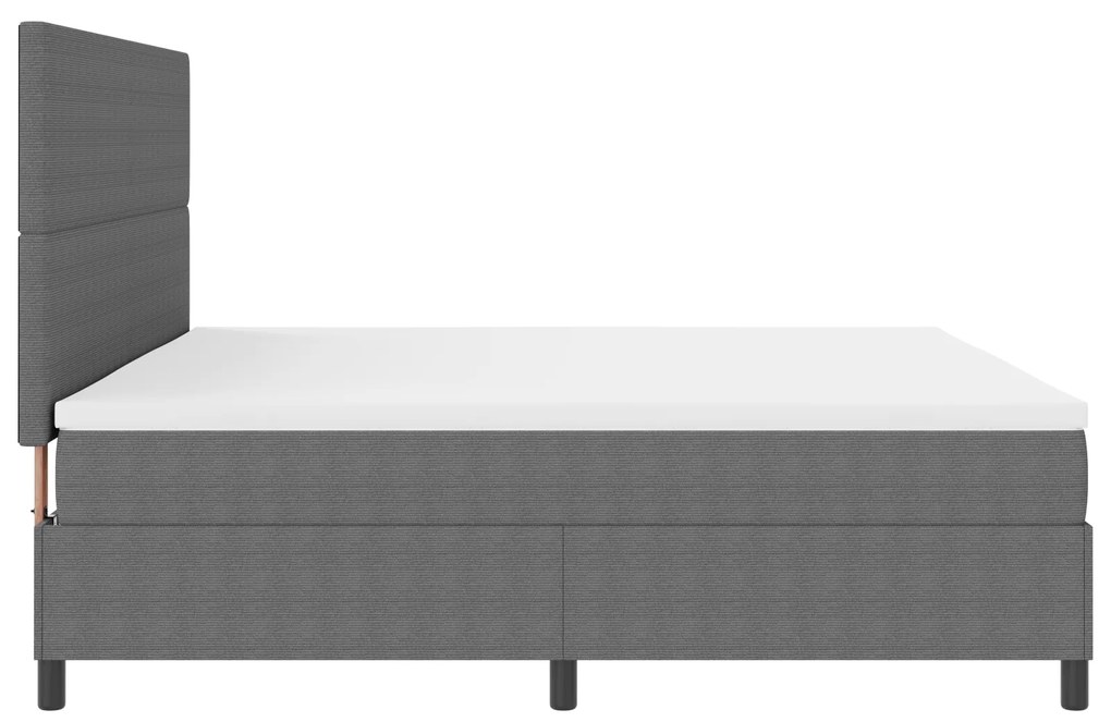 Cama Box Spring com Colchão Cinza Claro 200x200 cm Tecido de Corduroy