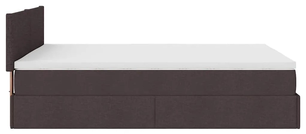 Cama otomana com colchão 140x190 cm tecido castanho escuro