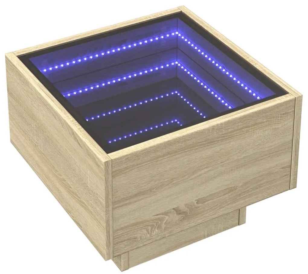 Mesa de cabeceira c/ LED Infinity 40x40x30 cm carvalho sonoma