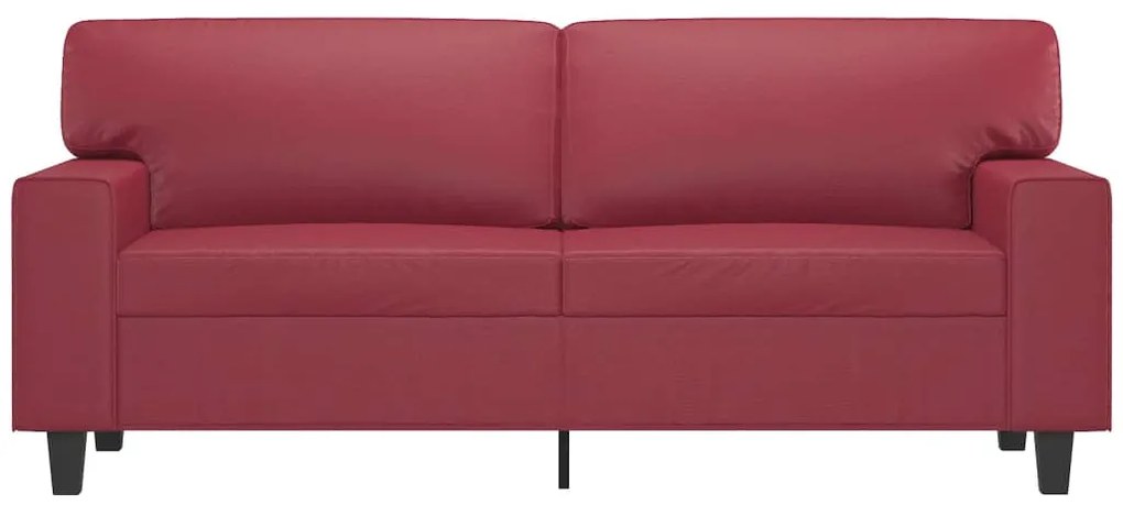 Sofá de 2 lugares 140 cm couro artificial vermelho tinto