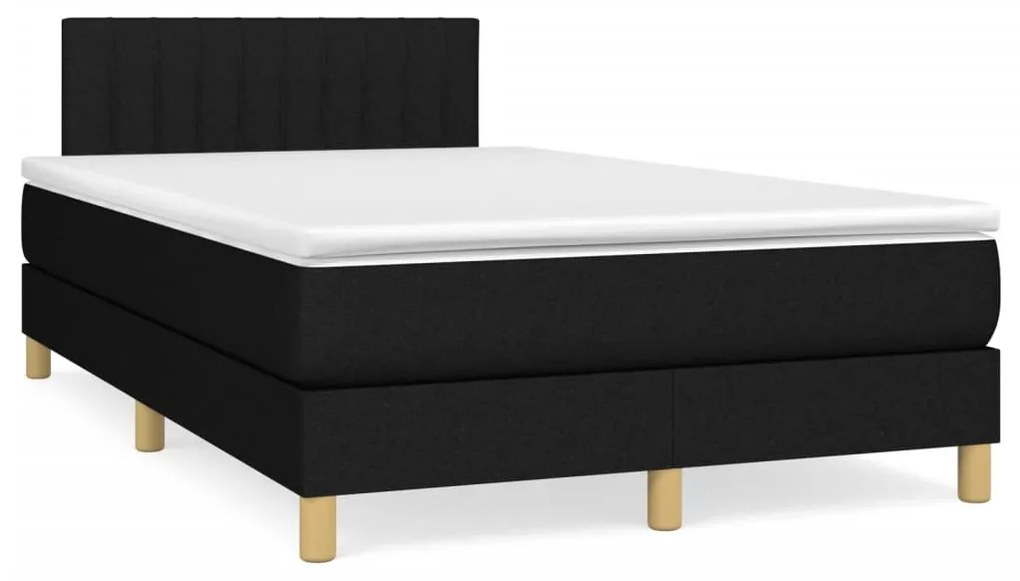 Cama boxspring com colchão 120x190 cm tecido preto