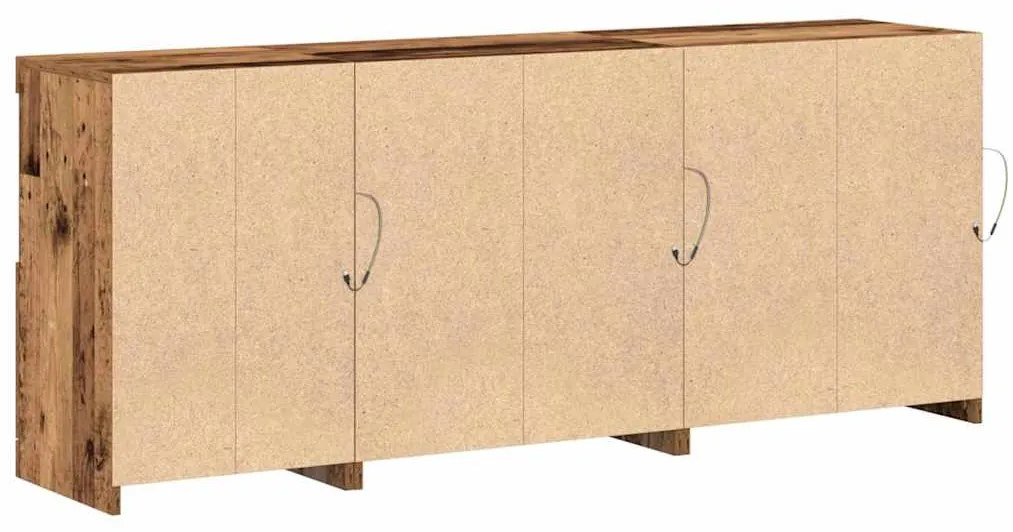 Buffet com Luzes LED Madeira Velha 162x37x67 cm Madeira de Engenharia