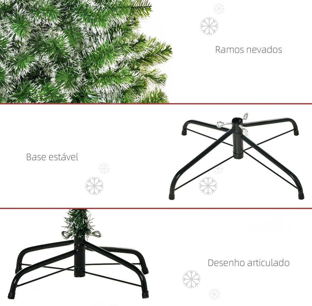 HOMCOM Árvore de Natal Artificial 150cm com 416 Ramos e Suporte de Met