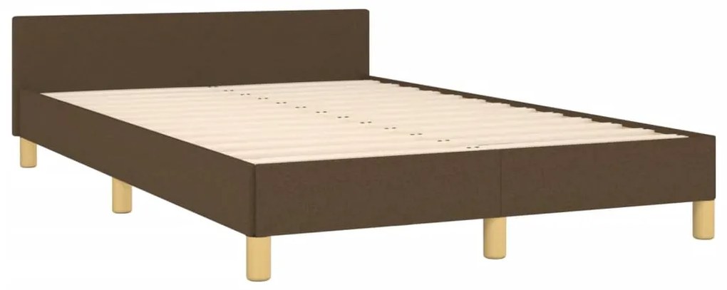 Estrutura de cama c/ cabeceira 120x190cm tecido castanho-escuro