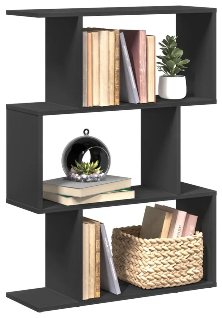vidaXL Estante divisória 3 níveis 70x24x97 cm derivados madeira preto