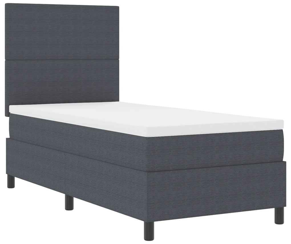 Cama Box Spring com Colchão Cinza Escuro 80x200 cm Tecido de Veludo Co