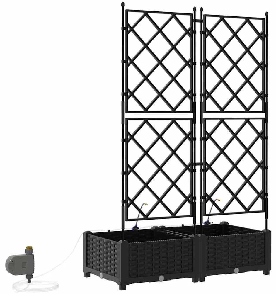 Jardineiras de Jardim 1 pc Preto 80 x 40 x 126 cm Plástico