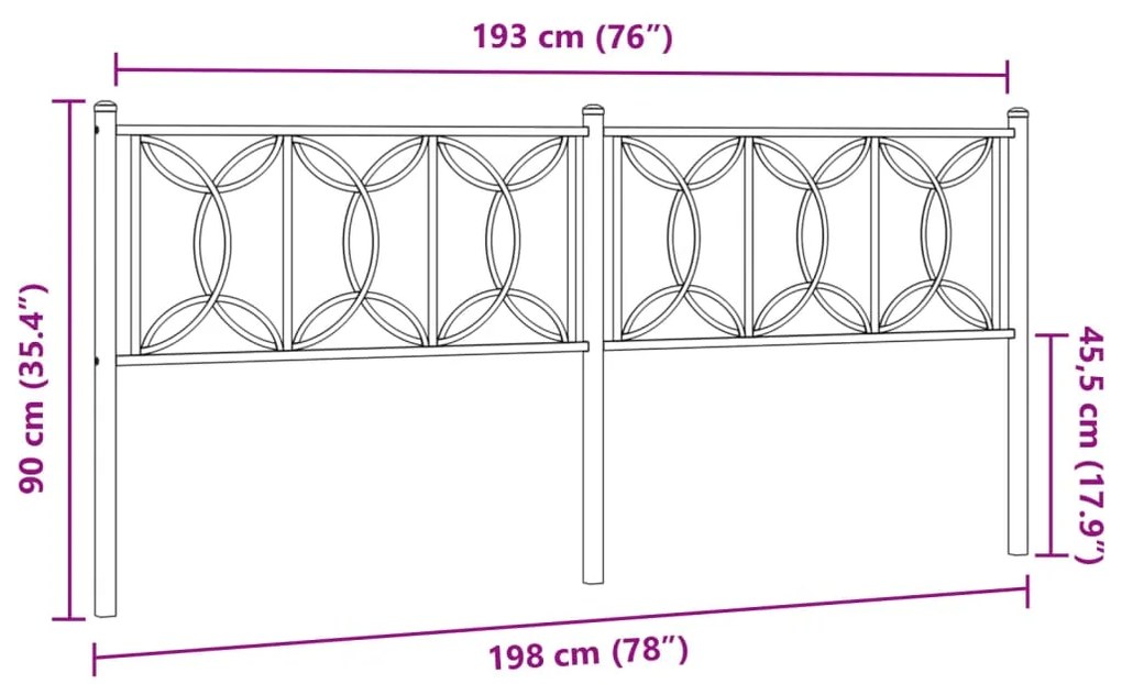 Cabeceira de cama 193 cm metal branco