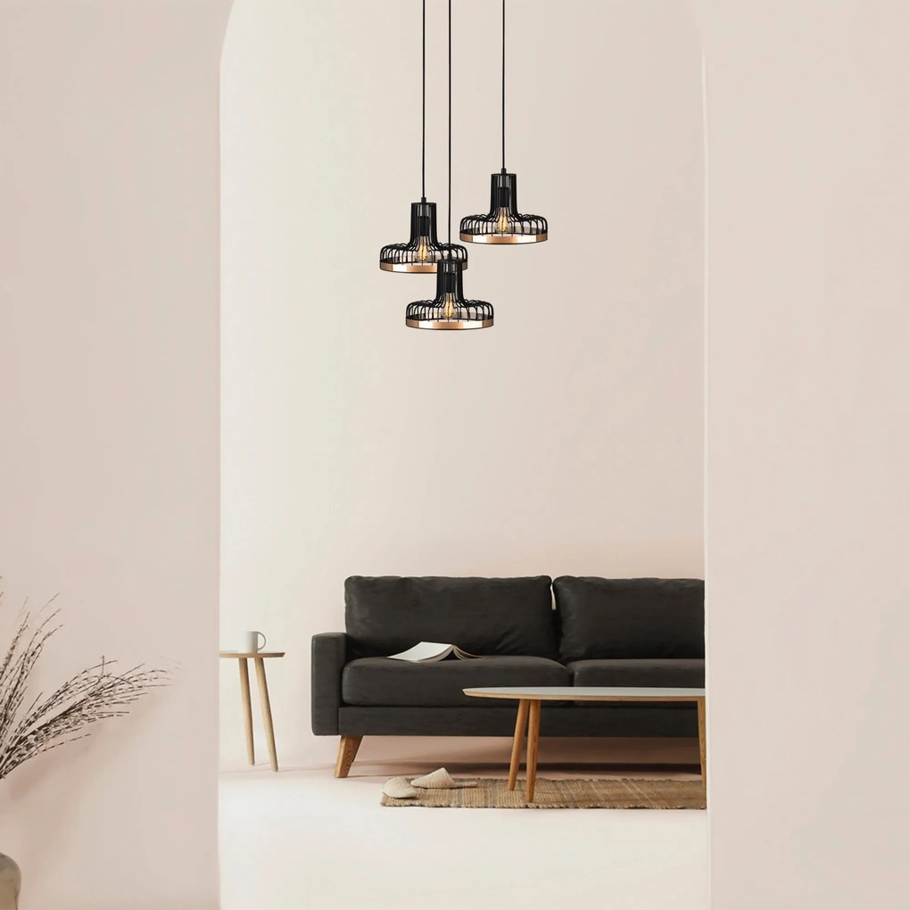 Chandelier Fellini – Preto/Cobre – Diâmetro 40 cm