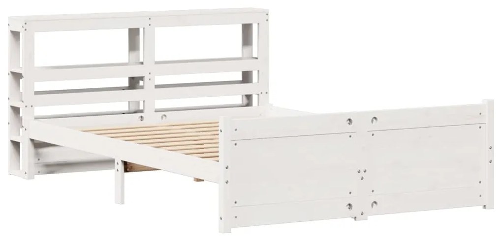 Estrutura de cama c/ cabeceira 150x200 cm pinho maciço branco