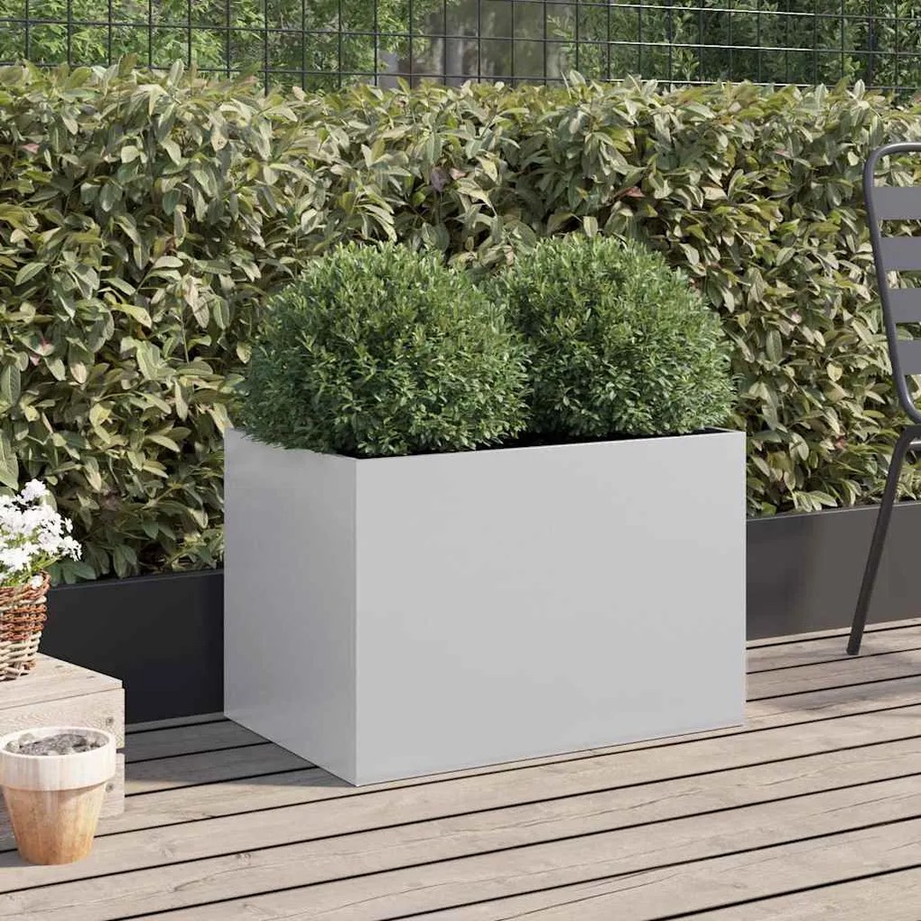 Vaso/floreira 62x40x39 cm aço galvanizado prateado