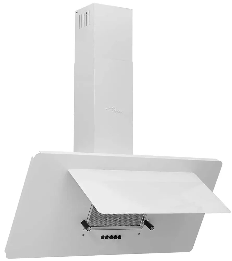 Exaustor de parede 90cm aço inoxidável e vidro temperado branco