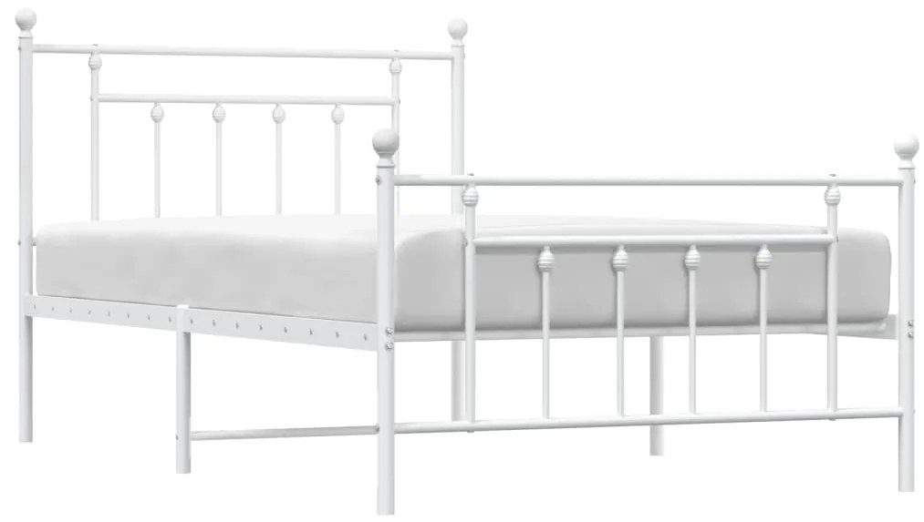 Estrutura de cama com cabeceira e pés 100x200 cm metal branco