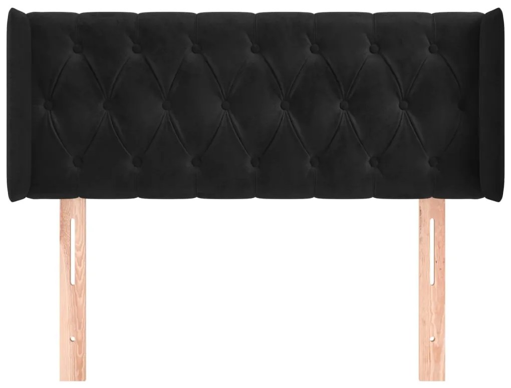 Cabeceira de cama c/ abas veludo 93x16x78/88 cm preto