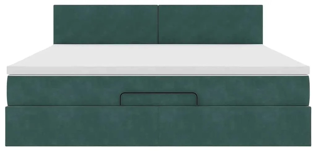 Estrutura de cama otomana com colchão 160x200 cm verde escuro