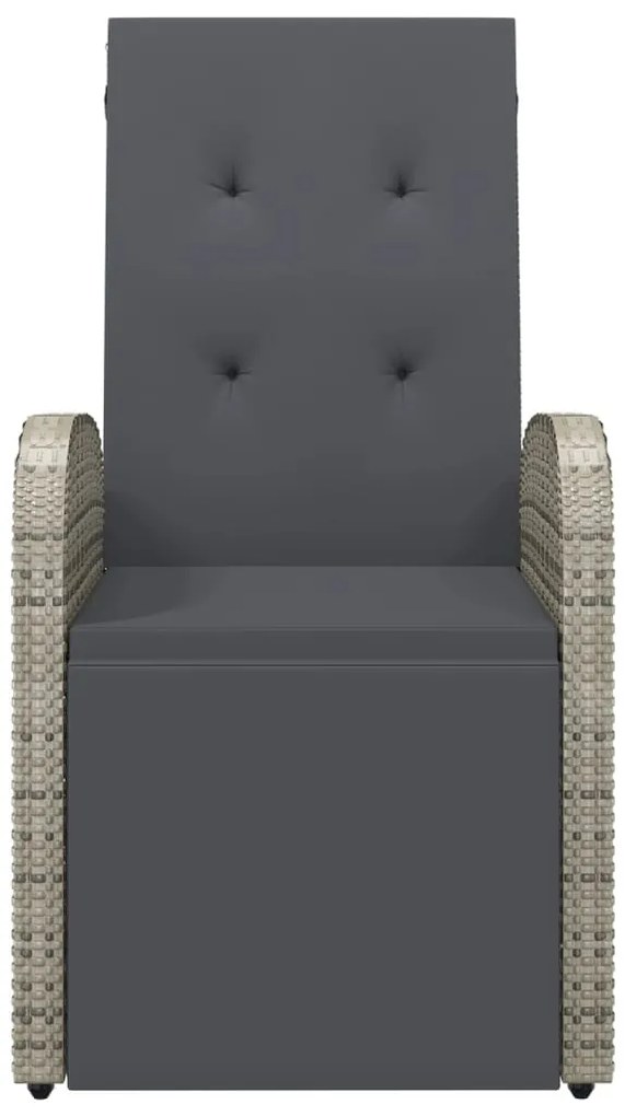 Cadeiras de jardim reclináveis c/ almofadões 2pcs vime PE cinza