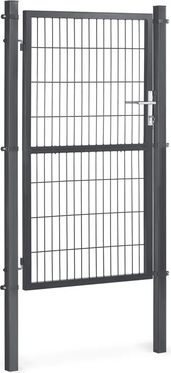 Portão de jardim com fechadura, 106 x 160 cm, aço galvanizado cinzento