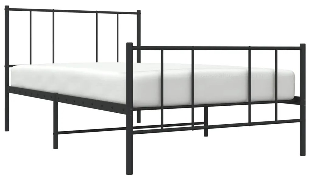 Estrutura de cama com cabeceira e pés 80x200 cm metal preto