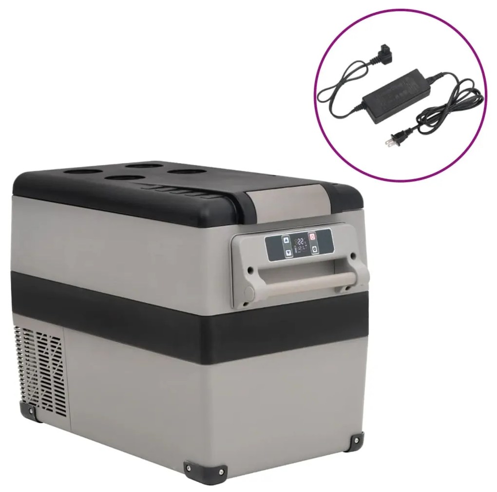 vidaXL Mala térmica com pega e adaptador 45 L PP e PE preto/cinzento