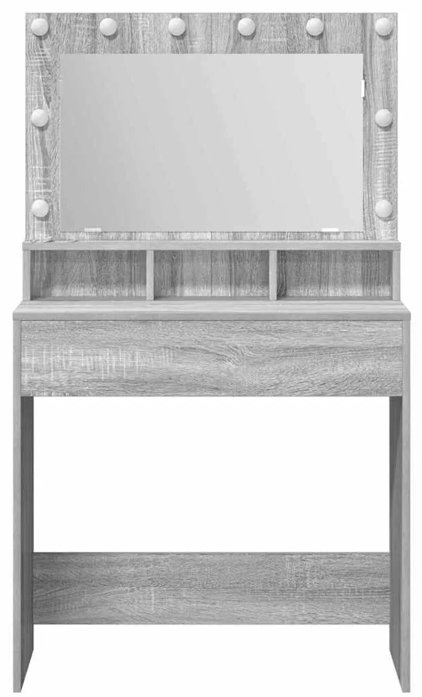 mesa de maquilhagem vidaXL com luzes LED cinza sonoma 79x41x135 cm