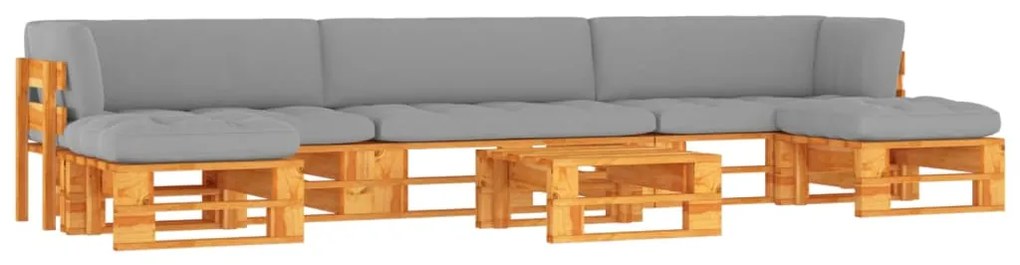 vidaXL 6 pcs conjunto lounge paletes pinho impregnado castanho mel