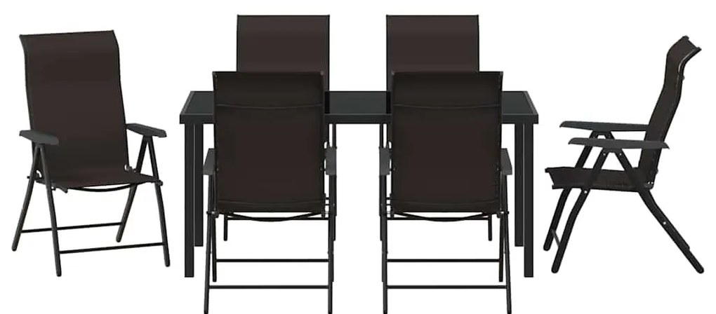 Conjunto de Jantar de Jardim 7 Peças em Rattan Poli Preto