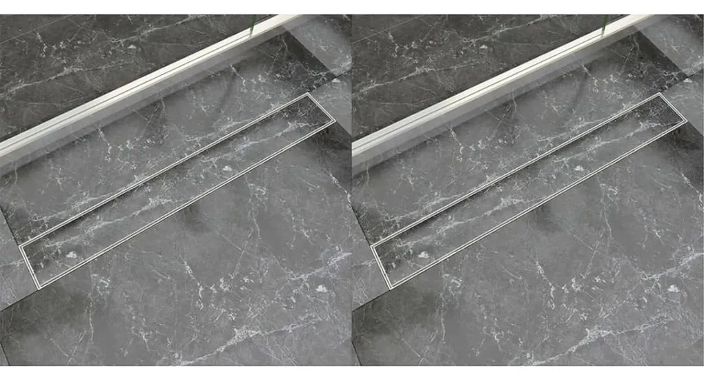 VidaXL Dreno de chuveiro linear 2 pcs 830x140 mm aço inoxidável