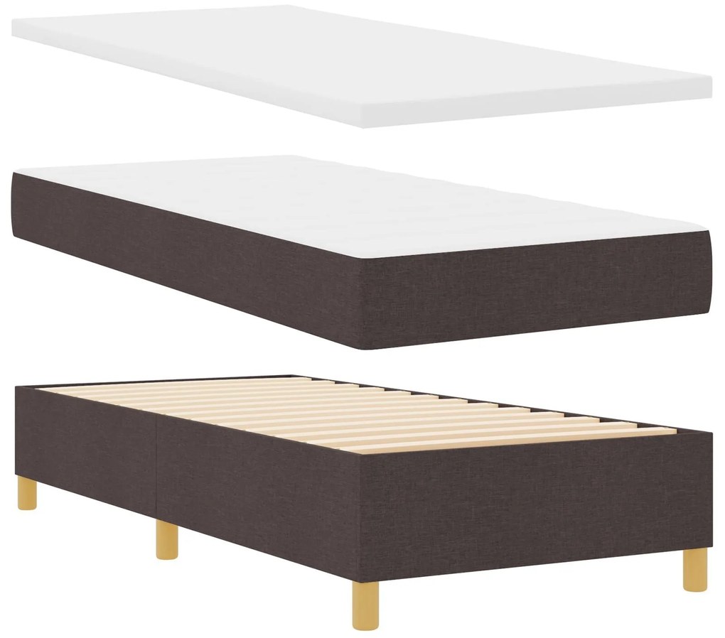 Cama Box Spring vidaXL com Colchão e Banco Marrom Escuro 90x200 cm Tec