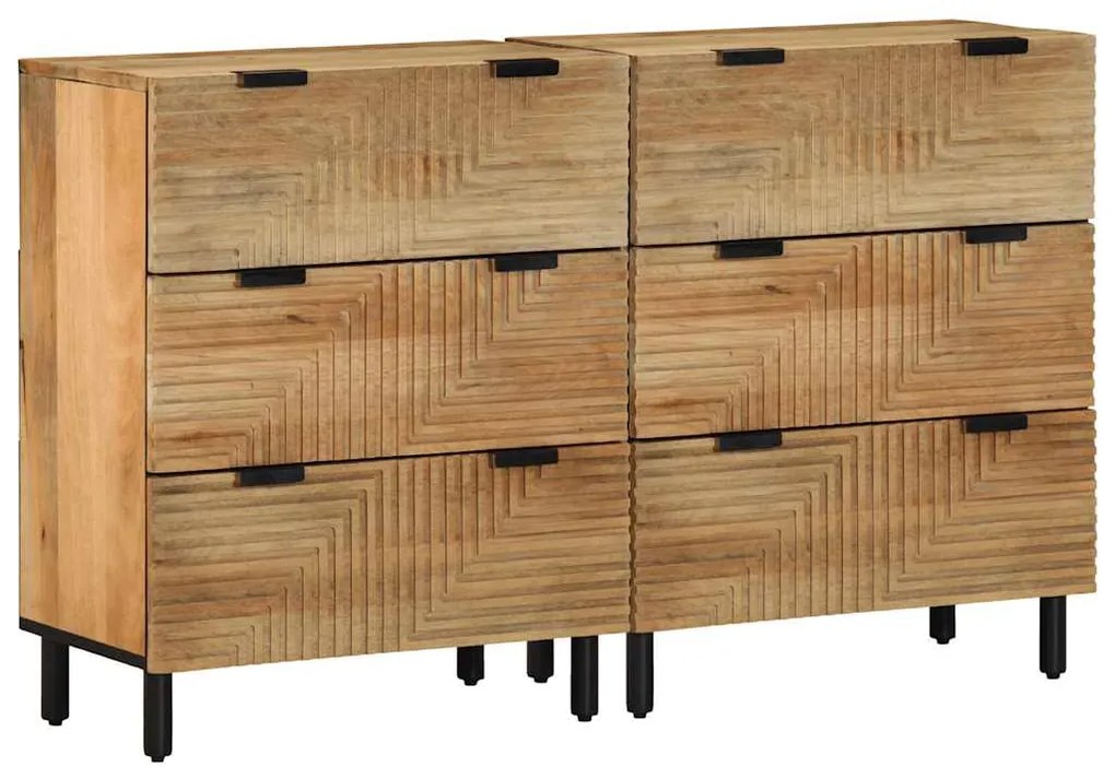 vidaXL Aparadores 2pcs 60x33x75cm madeira de mangueira maciça castanho