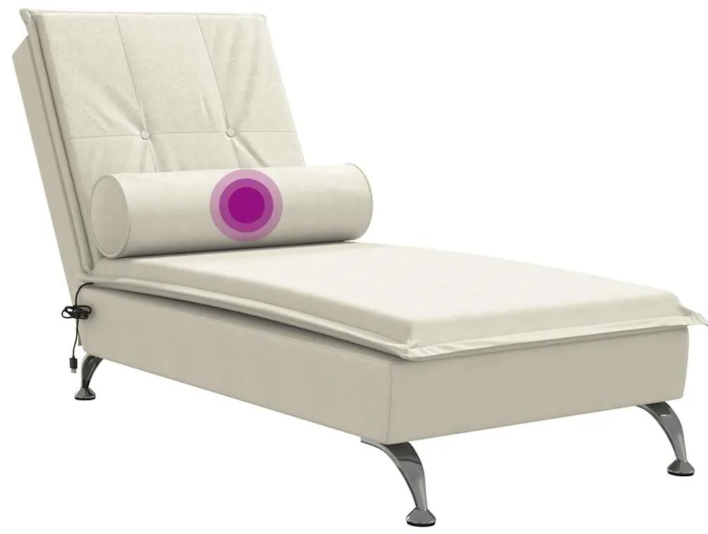 Chaise lounge de massagem com rolo veludo creme