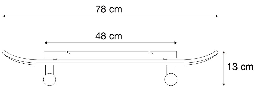 Candeeiro de parede preto com azul 80cm - Skateboard Design