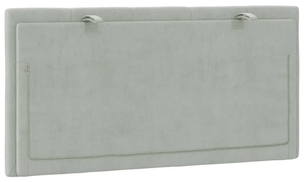 Almofadão de cabeceira 100 cm veludo cinzento-claro