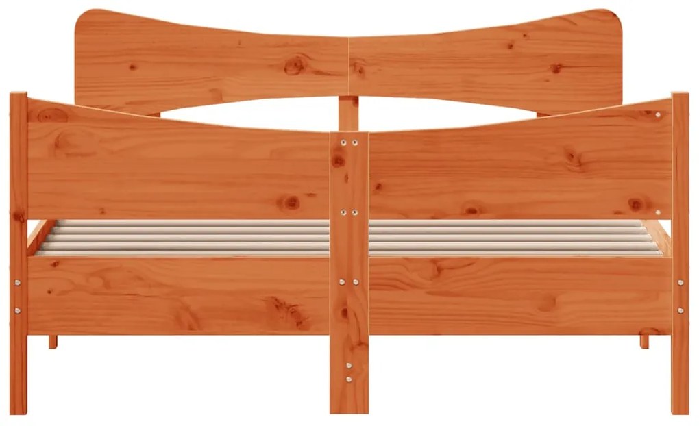 Cama sem colchão 135x190 cm madeira pinho maciça castanho-mel