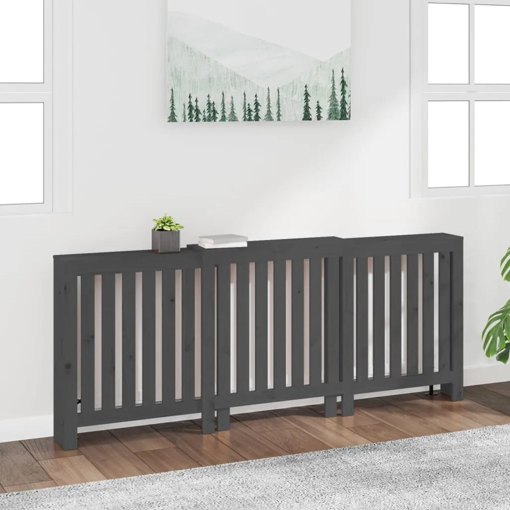 822588 vidaXL Cobertura de radiador 210x21x85 cm pinho maciço cinza