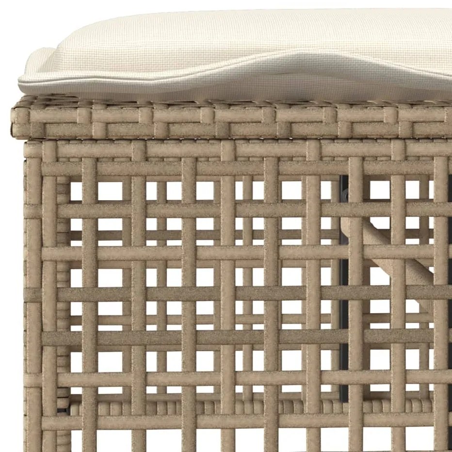 4pcs conj. de sofás para jardim c/almofadões vime PE/vidro bege