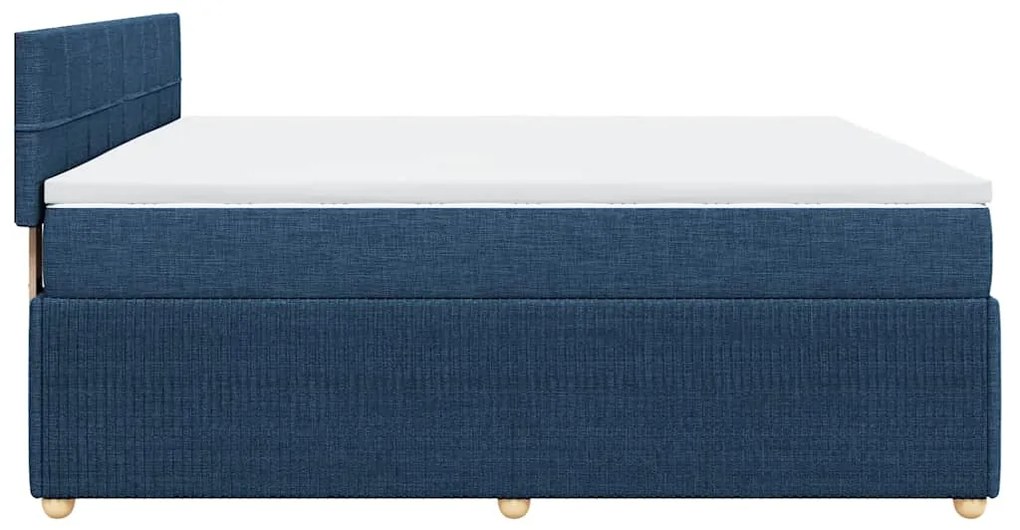 Cama com molas/colchão 200x200 cm tecido azul