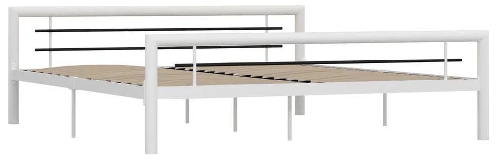 Estrutura de cama 180x200 cm metal branco e preto