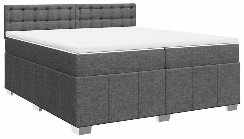 Cama com molas/colchão 200x200 cm tecido cinzento-escuro