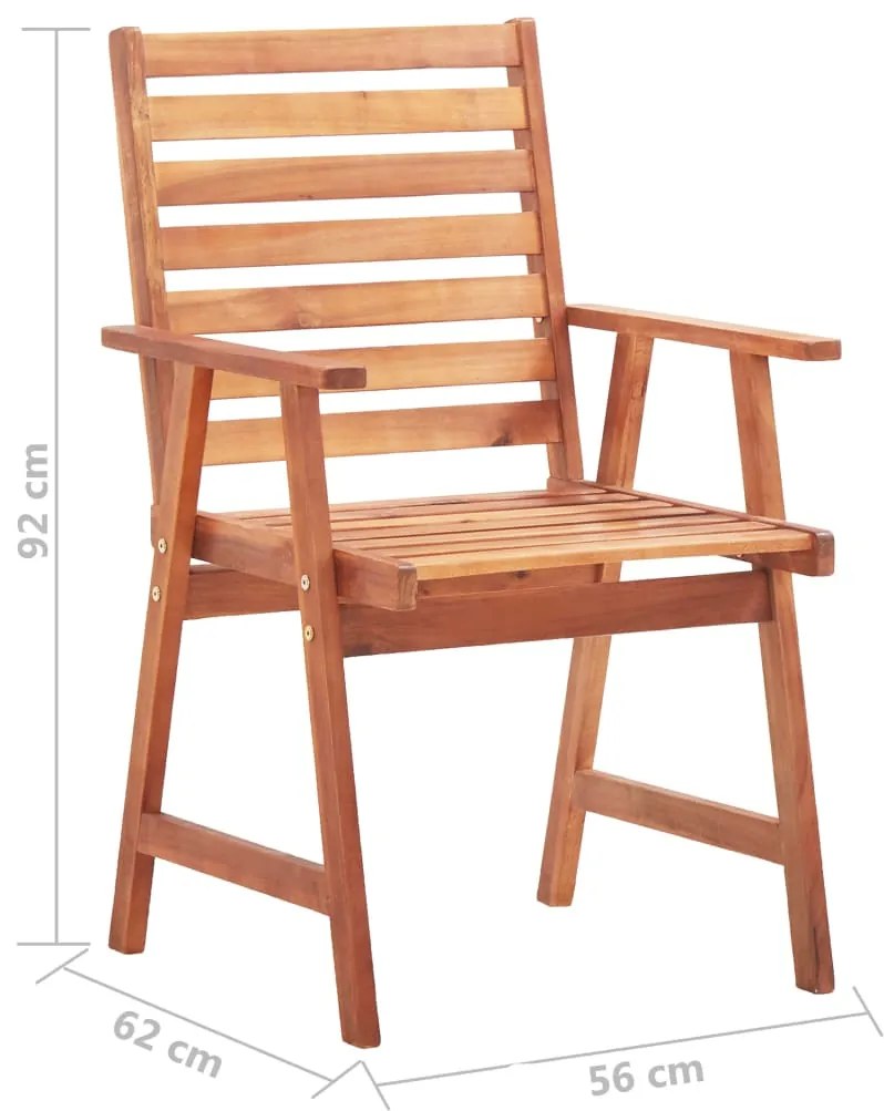 Cadeiras de jantar p/ jardim 3 pcs c/ almofadões acácia maciça